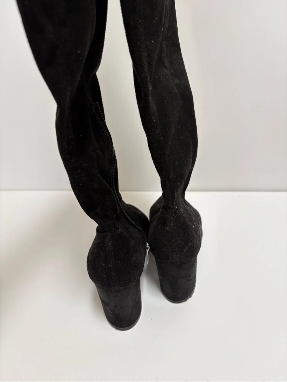 Marc Fisher Black Suede Over-the-Knee Boots with Side Zip